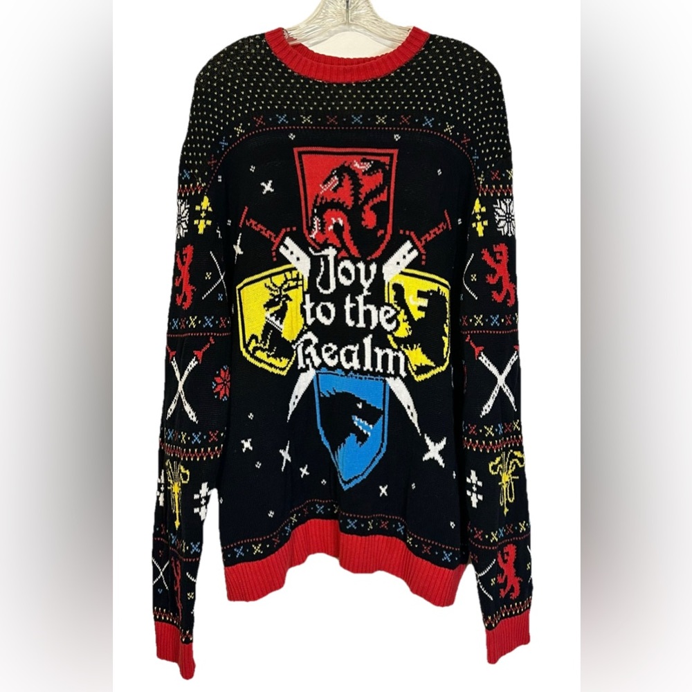 Game Of Thrones Ugly Christmas Sweater Men  XXL Westeros‎ Joy To The Realm CREST
